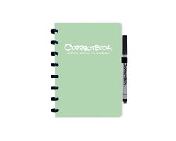 <strong>Correctbook Original - Notitieboek - Misty Mint - Gelinieerd - Uitwisbaar<br /></strong><br />
<ul>
<li><strong>Met de aankoop van elk Correctbook voorziet Correctbook één kind in een ontwikkelingsgebied drie maanden lang van dit uitwisbare schrijfmateriaal.</strong></li>
<li><strong>Notities zijn enkel uit te wissen met de achterkant van de Correctbook® fineliner</strong></li>
<li><strong> Je kunt de notities ook digitaal opslaan met de gratis Correctbook® PDF Scan App. </strong></li>
</ul>
<br />Hoe vaak heb jij al een nieuw schrift of notitieboek gekocht? In ontwikkelingsgebieden is het antwoord op die vraag vaak: “Nog nooit”. Helaas gaan er iedere dag nog steeds 250 miljoen kinderen naar school zonder pen en papier. In 2014 zag oprichter Sam tijdens een vakantie in Zuid-Afrika met eigen ogen dat kinderen geen toegang hadden tot basis schrijfmaterialen zoals pen en papier. Onder zulke omstandigheden is het logisch dat er wereldwijd nog steeds meer dan 750 miljoen mensen boven de 15 jaar analfabeet zijn. Niet alleen het tekort aan schrijfmateriaal is een probleem. Na aanschaf is het materiaal snel weer op en moet er opnieuw gekocht worden. Dit is te duur voor heel veel kinderen. Hier komt Correctbook tegen in actie met een uitwisbaar notitieboek dat hier én in ontwikkelingsgebieden oneindig meegaat! Innovatief, goed voor de onderwijsmogelijkheden en het bespaart veel papier. <strong>Met de aankoop van elk Correctbook voorziet Correctbook één kind in een ontwikkelingsgebied drie maanden lang van dit uitwisbare schrijfmateriaal. </strong>Doe je mee? Samen maken wij schrijven toegankelijk voor iedereen op de wereld!Hoe werkt het? Correctbook wordt vaak vergeleken met een whiteboard notitieboek door de wisbaarheid. Echter is de schrijfervaring velen malen beter dan bij een whiteboard! Aantekeningen drogen binnen enkele seconden en vlekken daarna niet meer. <strong>Notities zijn enkel uit te wissen met de achterkant van de Correctbook® fineliner </strong>(kleine stukjes tekst of enkele letters), het Correctbook® Wisdoekje, de Correctbook® Sponsjes of de Correctbook® Schoonmaakset (voor een grondige schoonmaak van meerdere bladzijden of een heel boek). <strong>Je kunt de notities ook digitaal opslaan met de gratis Correctbook® PDF Scan App. </strong>Verder beschikt het Correctbook over de Correctbook® Core Pagina’s. Door de Correctbook® Core Pagina’s voelt schrijven op deze wisbare pagina’s hetzelfde als op gewoon papier. Tenslotte maakt de missie “Endless Writing for Everyone”, waar je bij aankoop van een Correctbook automatisch aan bijdraagt, het product helemaal uniek!