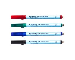 <p> Staedtler uitwisbare pennen set voor Sticky Whiteboards en GreenBook in de kleuren: zwart, rood, groen en blauw. </p>