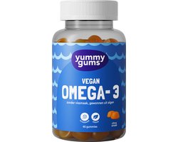 <p>Met Yummygums Omega-3 Vegan ondersteun je de hersenfunctie en conditie van je ogen. Dankzij de lekkere frisse citrussmaak houd je die routine makkelijk vol. Yummygums Omega-3 Vegan is plant-based en suikerarm. Zo leuk kan gezondheid zijn!</p> <p><strong>DHA uit de veganistische bron: algenolie, zonder vissmaak</strong><br />• Ondersteunt je hersenfunctie*<br />• Ondersteunt de conditie van je ogen*<br />• Zorgt dat je scherp ziet*</p> <p>*bij 250 mg DHA per dag</p> <p>Met gepatenteerd Nu-Mega™ DHA. Nu-Mega™ levert hoogwaardige Omega-3 DHA, ontworpen om hoge niveaus van DHA in een stabiele en goed opneembare vorm te leveren.</p> <p><strong>Hoogwaardig supplement met citrussmaak</strong><br />• Plant-based en slechts 0,04 g suiker per gummie<br />• Unieke formulering met experts samengesteld<br />• Met het omega-3 vetzuur DHA uit algenolie <br />• Zonder vissmaak<br />• Uitgebreid getest op smaak en structuur</p> <p><strong>Gebruikadvies</strong></p> <p>Per dag 2-4 gummies. Apart of gezamenlijk innemen gedurende de dag, op jouw eigen voorkeurstijdstip. Geschikt vanaf 4 jaar. Innemen met water of voedsel is niet nodig.</p> <p><strong>Bewaaradvies en veiligheid </strong><br />Bewaar Yummygums droog, koel <21°C en buiten bereik van kinderen. De aanbevolen dagelijkse hoeveelheid niet overschrijden. Overmatig gebruik kan een laxerend effect hebben. Raadpleeg vóór gebruik een arts in geval van medicijngebruik, of bij ziekte.</p> <p><strong>Over Yummygums • Een feestelijke routine </strong><br />Yummygums gelooft in de kracht van routines: bewegen, gezond eten en op tijd naar bed. Klinkt makkelijk, maar die routines volhouden... dat is makkelijker gezegd dan gedaan. Daarom maakt Yummygums van gezond bezig zijn een feestje. Dankzij de smaakvolle supplementen wordt het lekker makkelijk om gezonde gewoontes vol te houden. Zo leuk kan gezond leven zijn!</p>