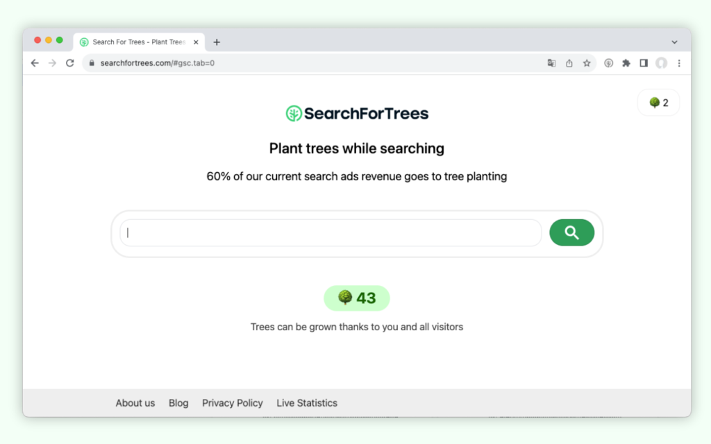 Search For Trees groene zoekmachine